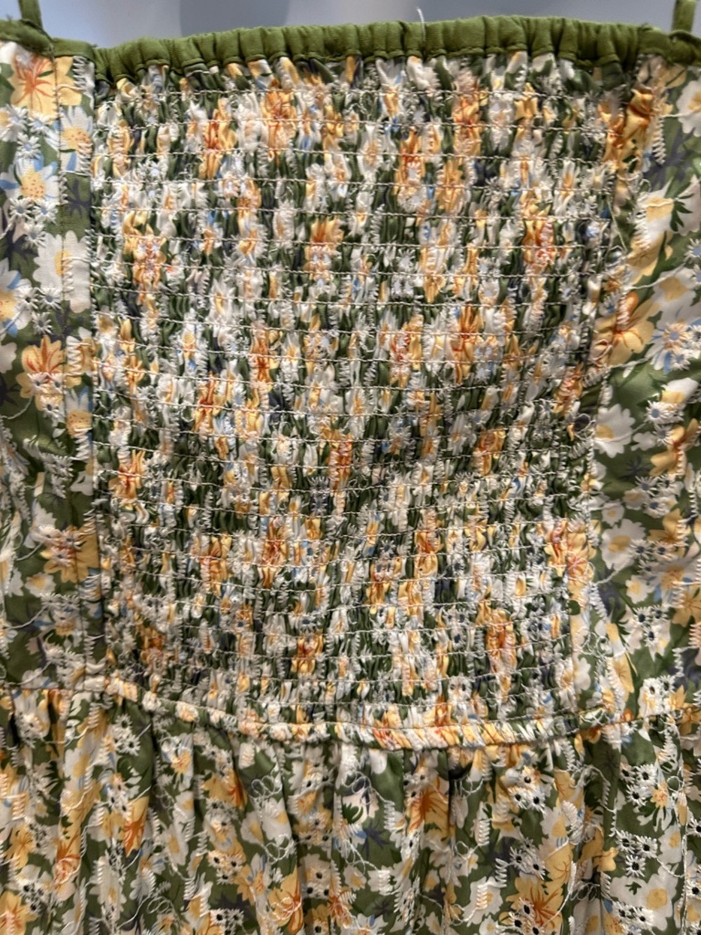 ASTR the Label | Yamila Midi Dress Olive Yellow Floral Eyelet | Medium - Picture 12 of 16